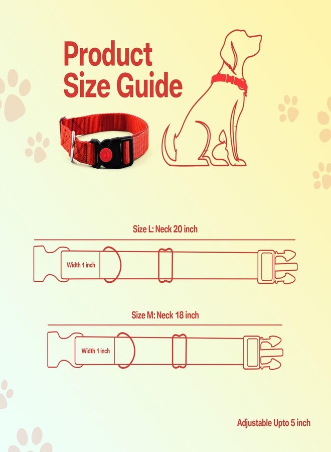 ADIL'S Dog Collar For Small Medium&Large Dogs,Adjustable Nylon Dogs Collar With Quick Release Strong Plastic With Lock Buckle(Width: 25Mm),Colour: Red,Size: M - Image 4